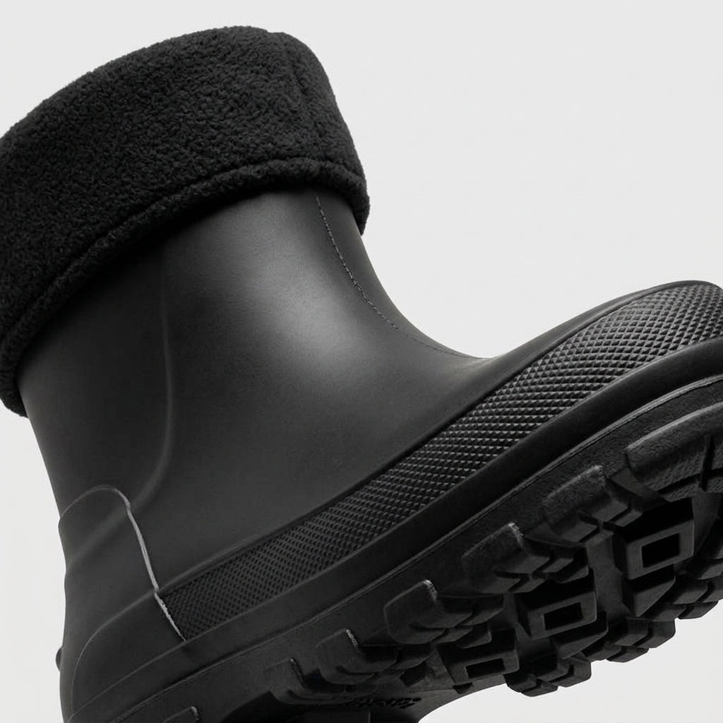 Men's Mid-Calf Rain Boots with Fleece Cuff and Lugged Sole