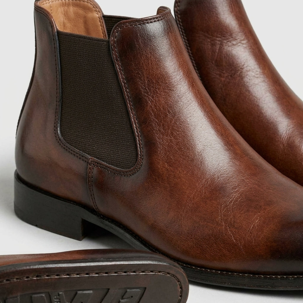 Men's Chelsea Boots with Elastic Side Gusset and Pointed Toe
