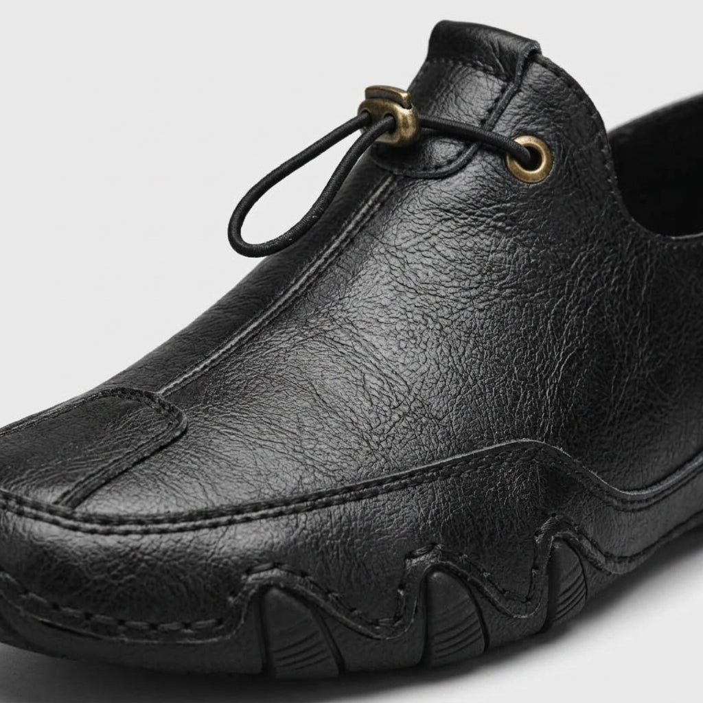 Men's Loafers Genuine Leather Slip-On Elastic Lacing
