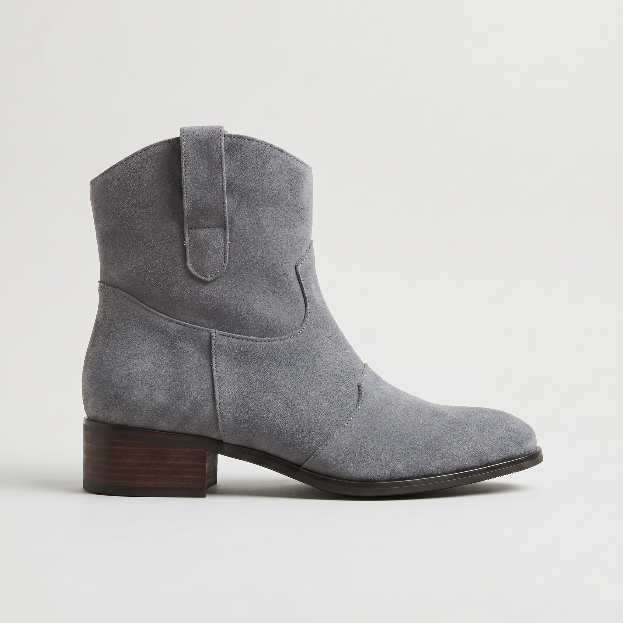 Women's Ankle Boots - Western-Inspired - Low Block Heel - Suede