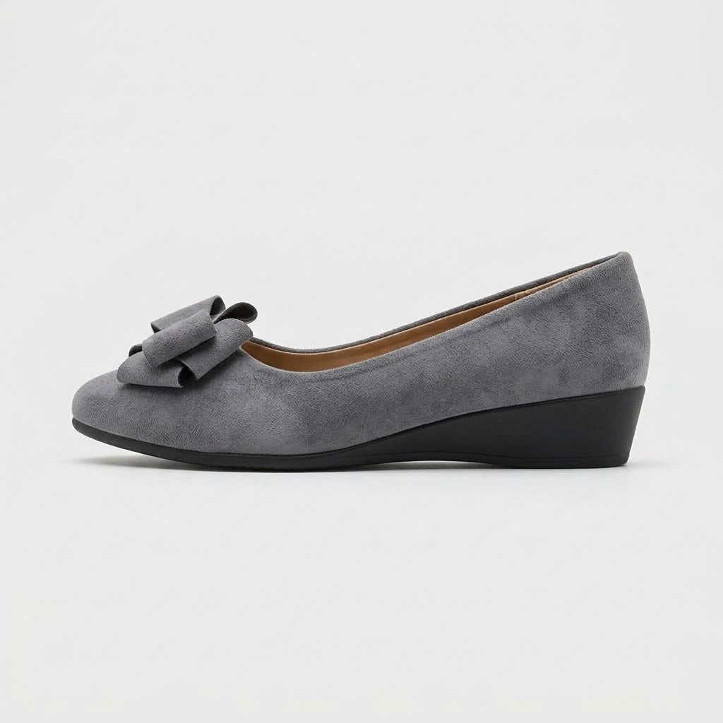 Women's Flats Bow Detail Round Toe Low Wedge Heel Slip-On
