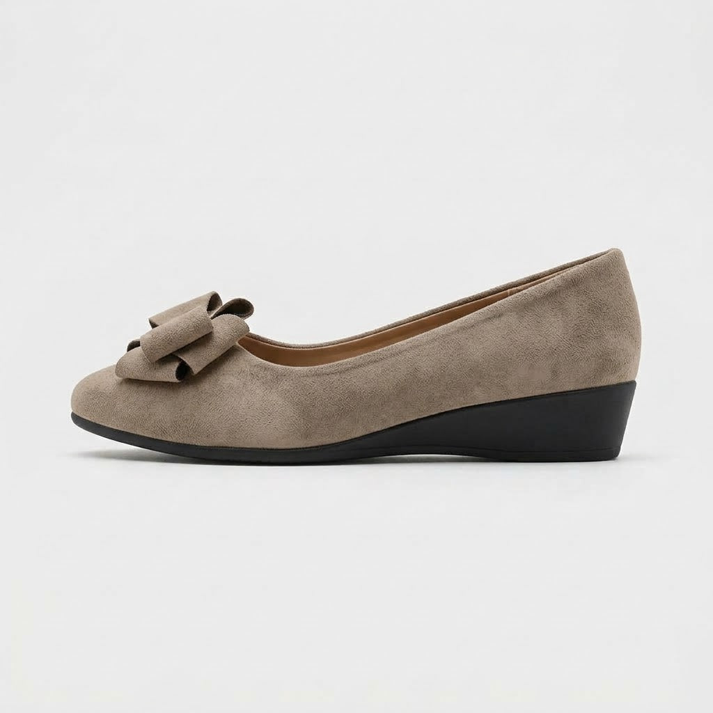 Women's Flats Bow Detail Round Toe Low Wedge Heel Slip-On