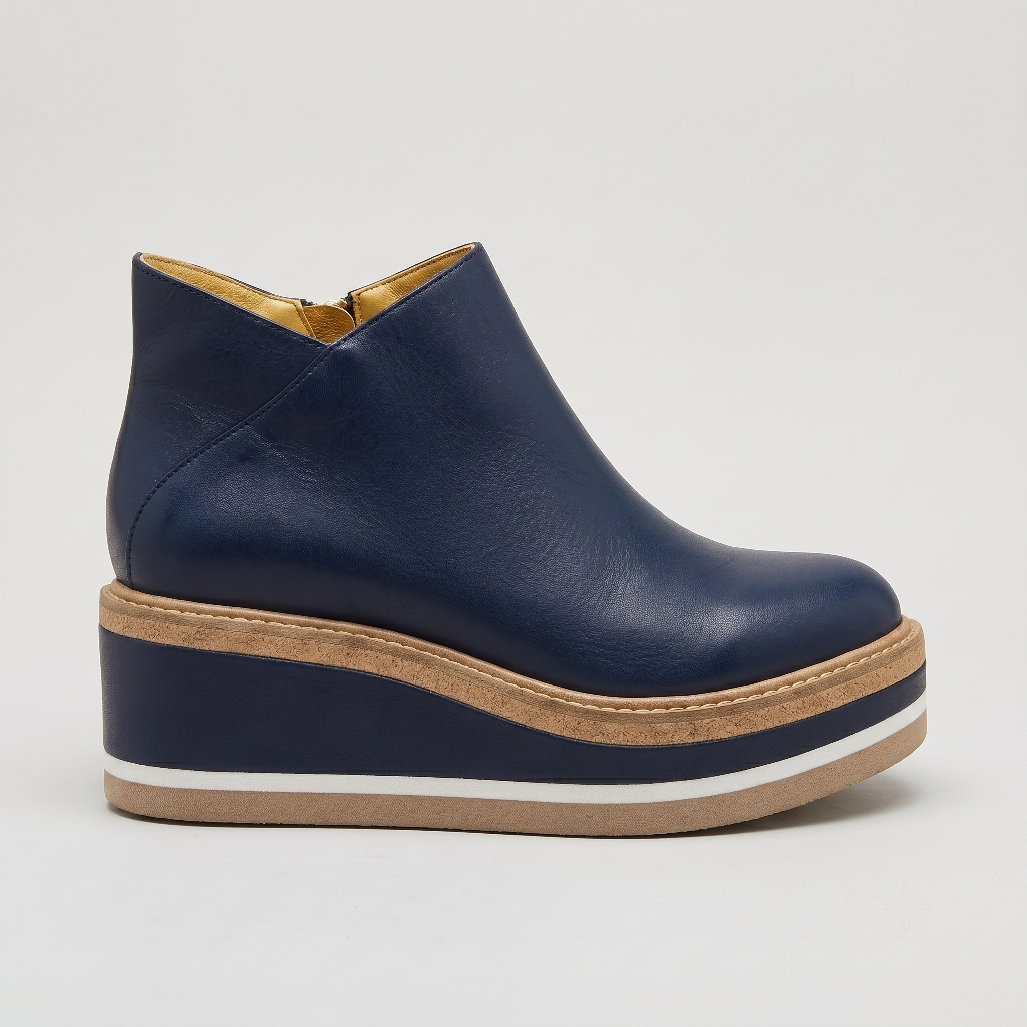 Women's Ankle Boots Platform Wedge Sole Zip Closure Round Toe