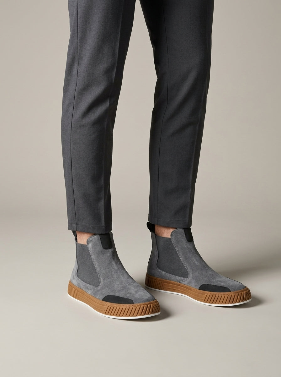 Men's Ankle Boots Chelsea Style Elastic Side Panels Platform Sole