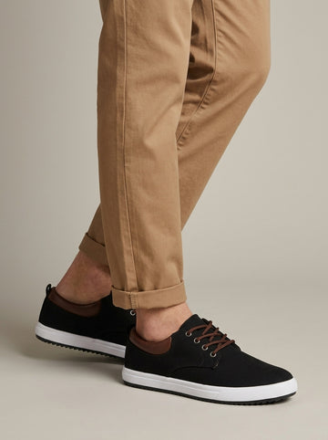 Men's Sneakers Canvas Lace-Up Low-Top Round Toe Rubber Sole
