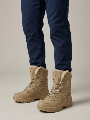 Men's Snow Boots Mid-Calf Lace-Up Faux Fur Lined Winter