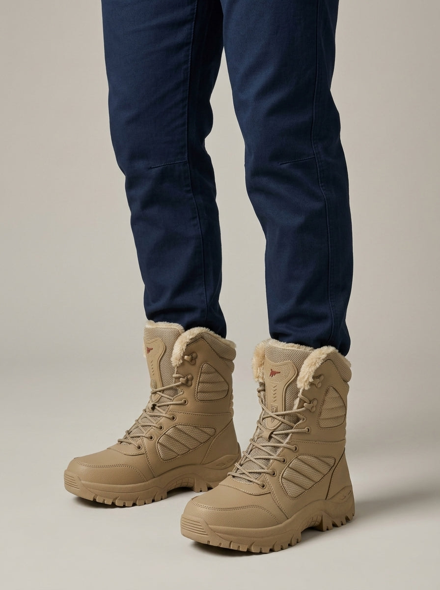 Men's Snow Boots Mid-Calf Lace-Up Faux Fur Lined Winter