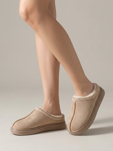 Women's Slippers Fleece-Lined Closed-Toe Slip-On Whipstitch