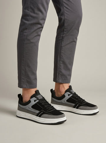Men's Sneakers Low-Top Colorblock Lace-Up Platform Gum Sole