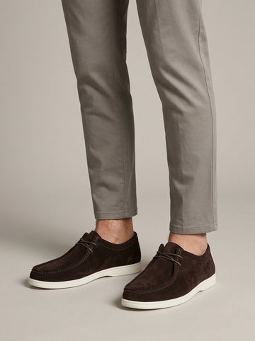 Men’s Lace-Up Suede Moccasin Casual Shoes Soft Sole