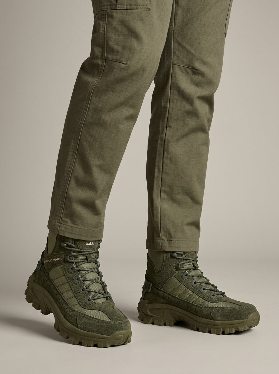 Men's Boots High-Top Lace-Up Tactical Lugged Sole Ankle