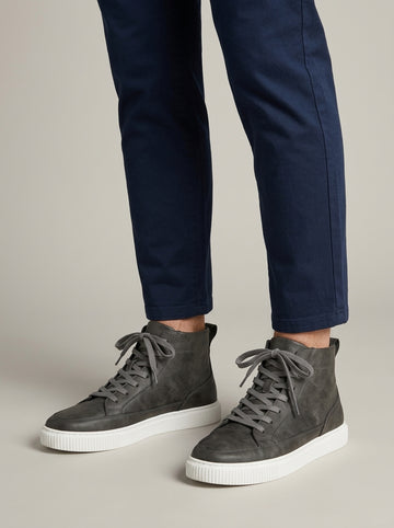 Men's High-Top Sneakers - Lace-Up - Platform Sole - Ankle Height