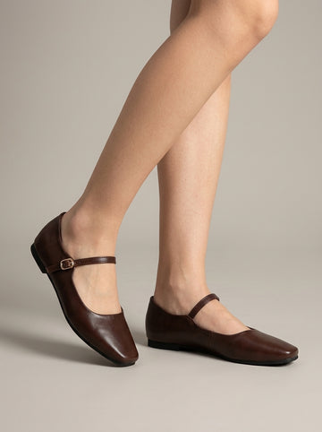 Women's Flats Square Toe Mary Jane Buckle Strap Low Heel