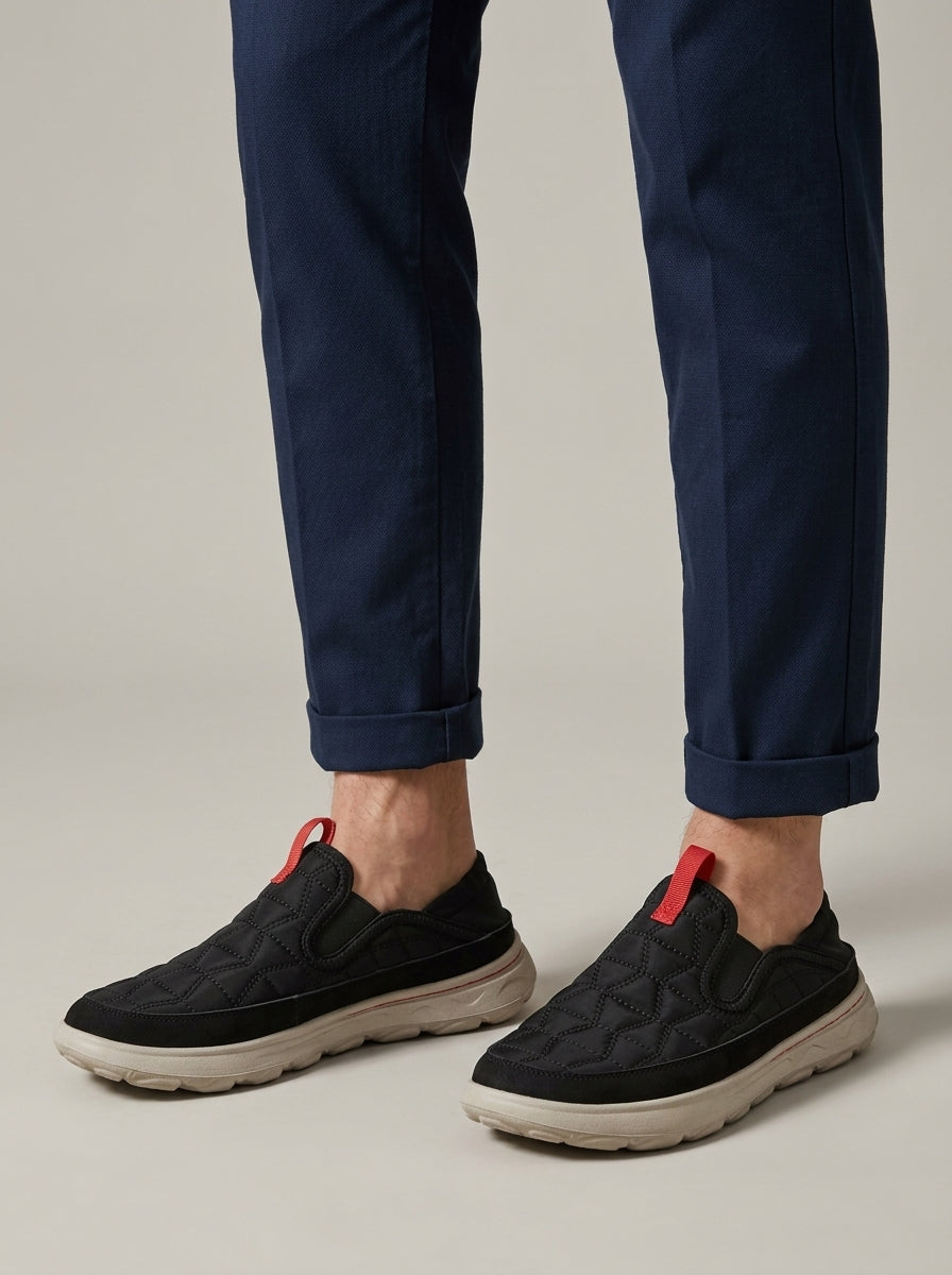 Men's Loafers Quilted Slip-On Elastic Goring Platform Sole