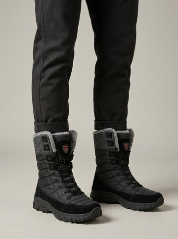 Men's Winter Boots Faux-Fur Lined Lace-Up Mid-Calf Platform