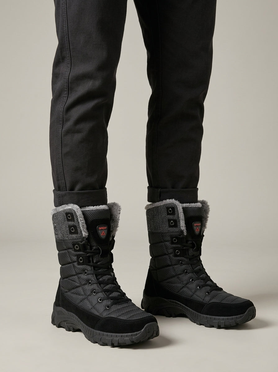 Men's Winter Boots Faux-Fur Lined Lace-Up Mid-Calf Platform