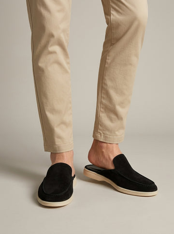 Men's Loafers Backless Mule Slip-On Suede Flat Heel