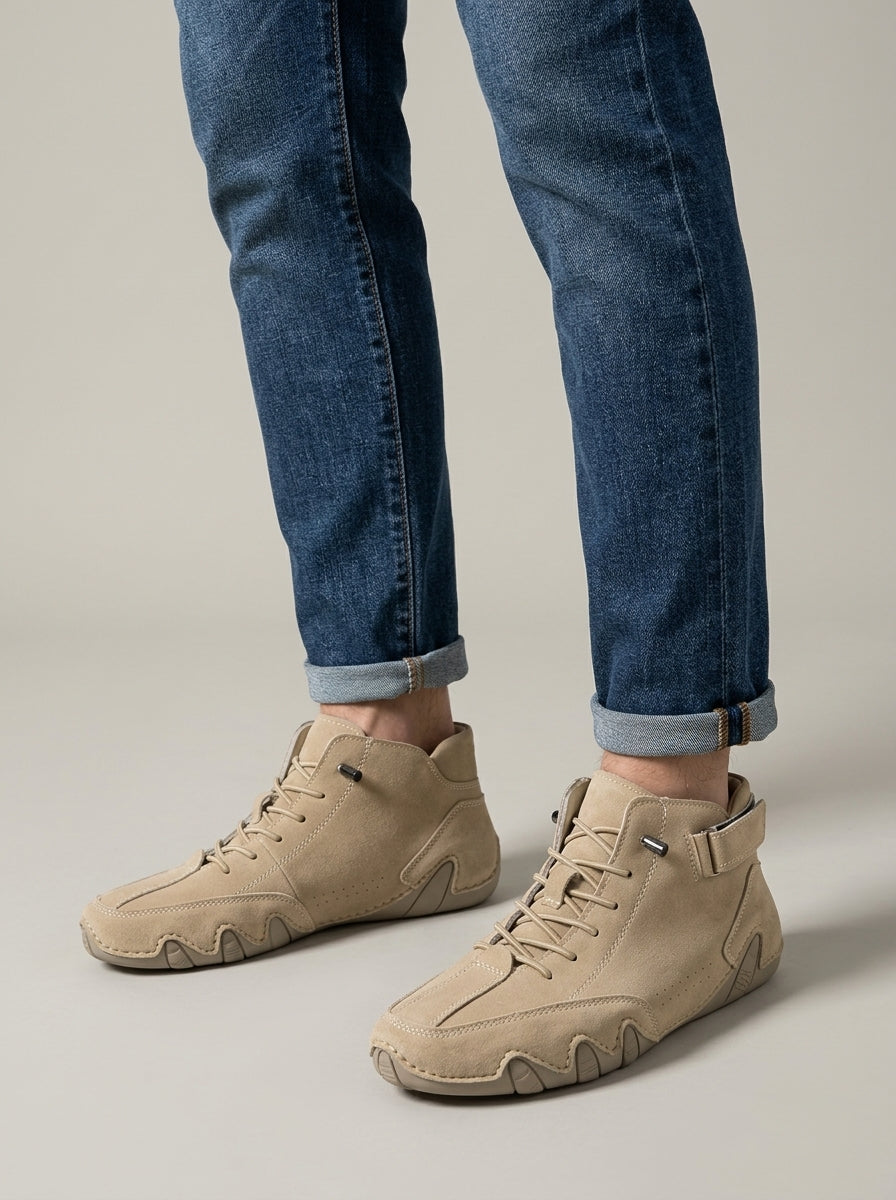 Men's High Tops Wave Sole Lace-Up Ankle Strap Basketball Shoes