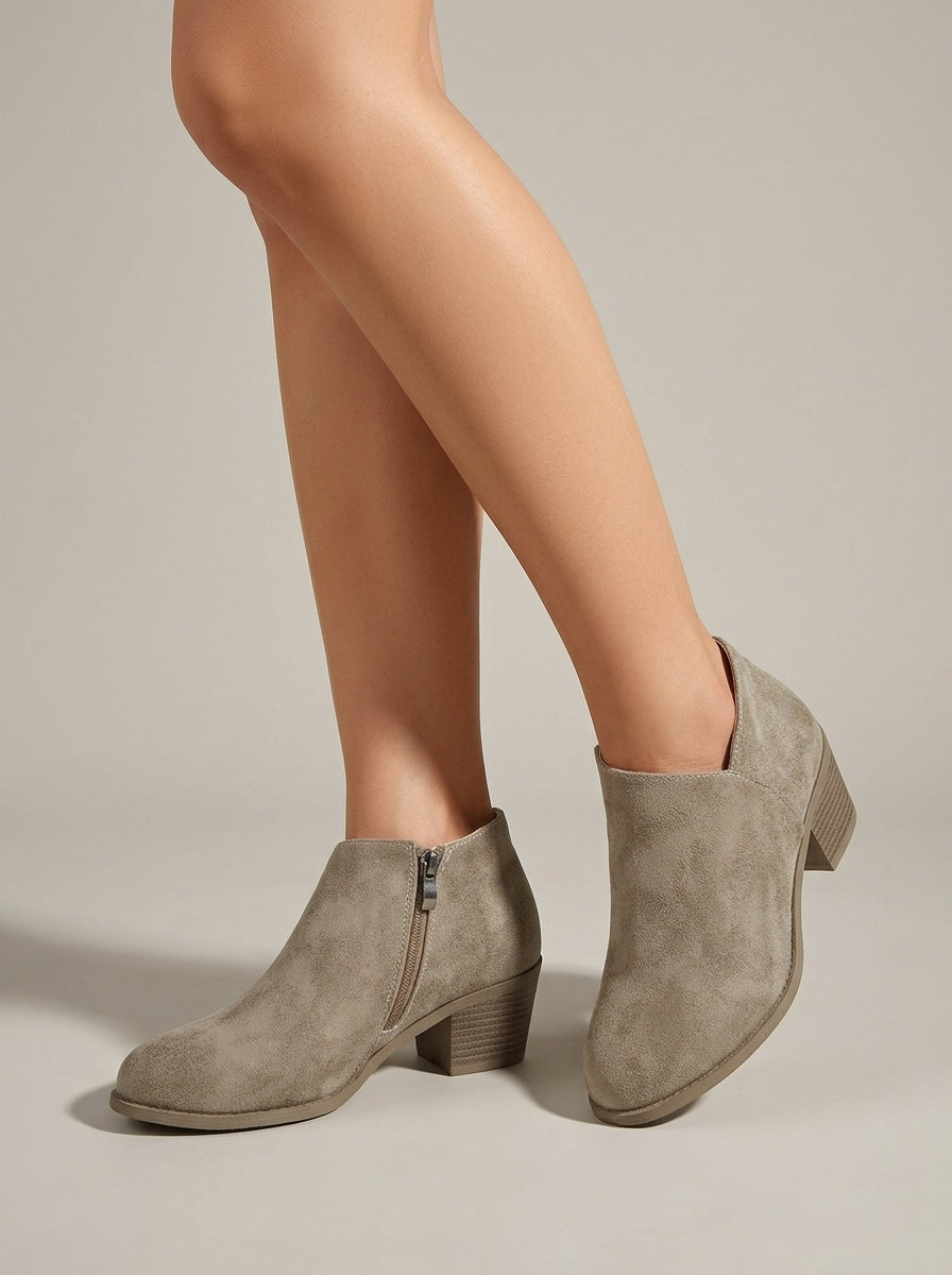 Women's Classic Side Zip Ankle Boots Block Heel Booties