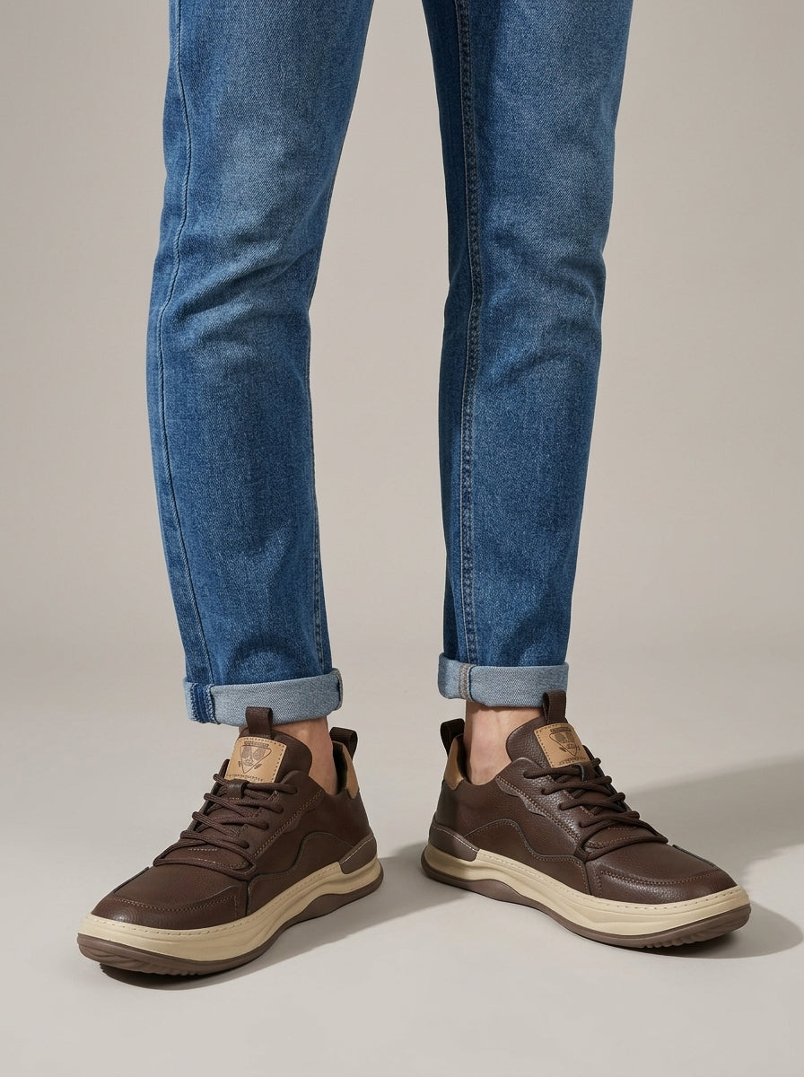 Men’s Casual Lace-Up Sneakers Cushioned Platform Sole