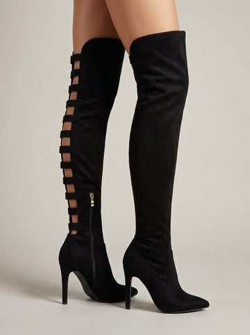 Women's Boots Over-The-Knee Stiletto Heel Side Cutout Zipper