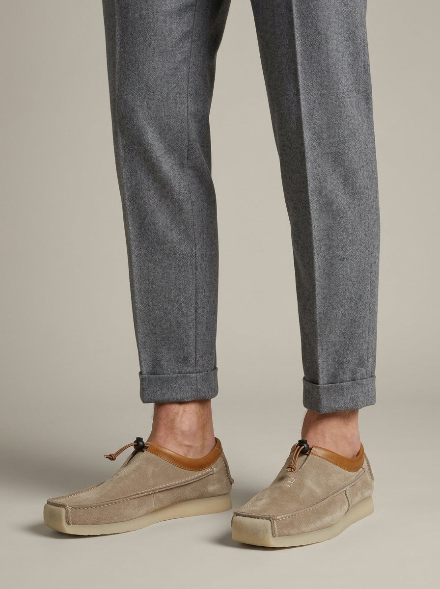 Men's Loafers Slip-On Suede Moc-Toe Platform Sole Toggle Closure