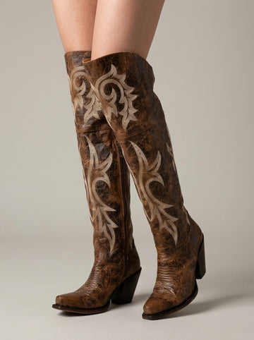 Women's Over-The-Knee Boots Pointed Toe Block Heel Zipper Closure