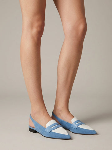 Women's Slingback Loafers - Pointed Toe - Low Block Heel