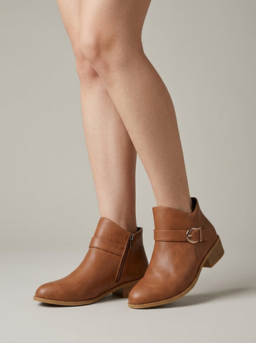 Women's Ankle Boots Pointed Toe Side-Zip Block Heel