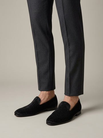 Men's Penny Loafers Slip-On Textured Woven Pattern