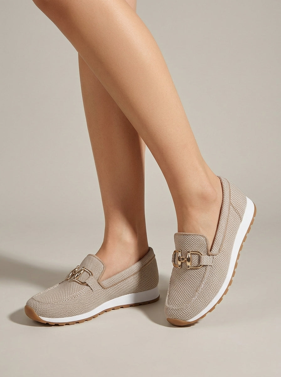 Women's Slip-On Loafers with Buckle-Link Accent and Platform Sole