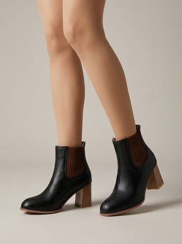 Women's Chelsea Ankle Boots with Ribbed Elastic Gusset