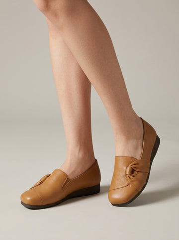 Women's Flats Round Toe Knotted Detail Slip-On