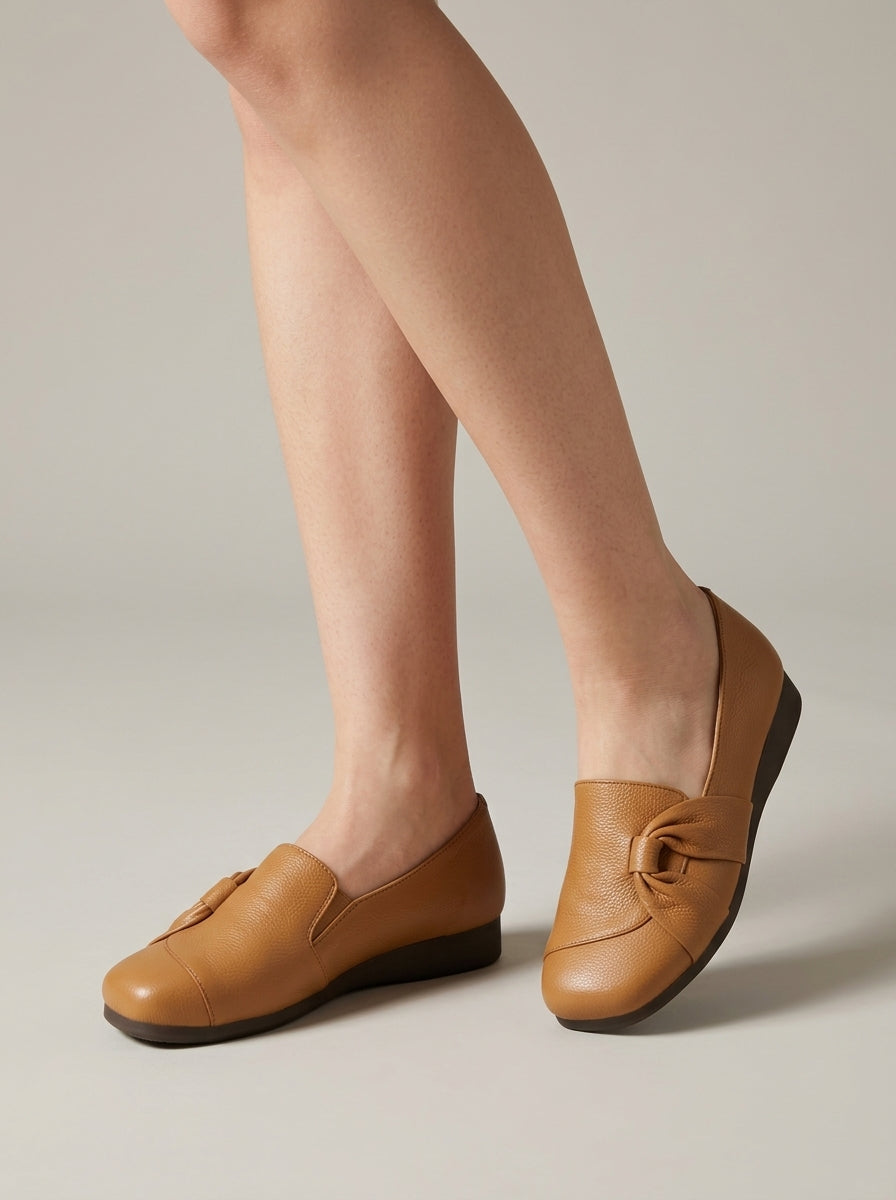 Women's Flats Round Toe Knotted Detail Slip-On