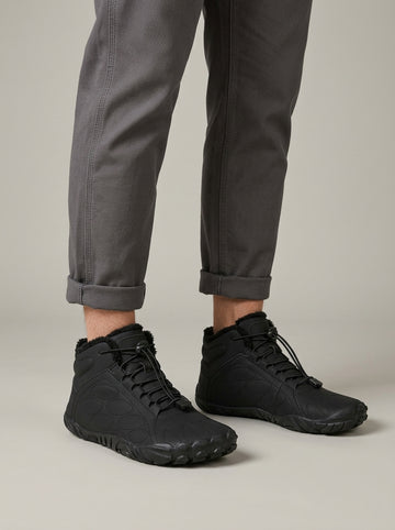 Men's Ankle Boots Five-Toe Lace-Up Fleece-Lined Rubber Sole