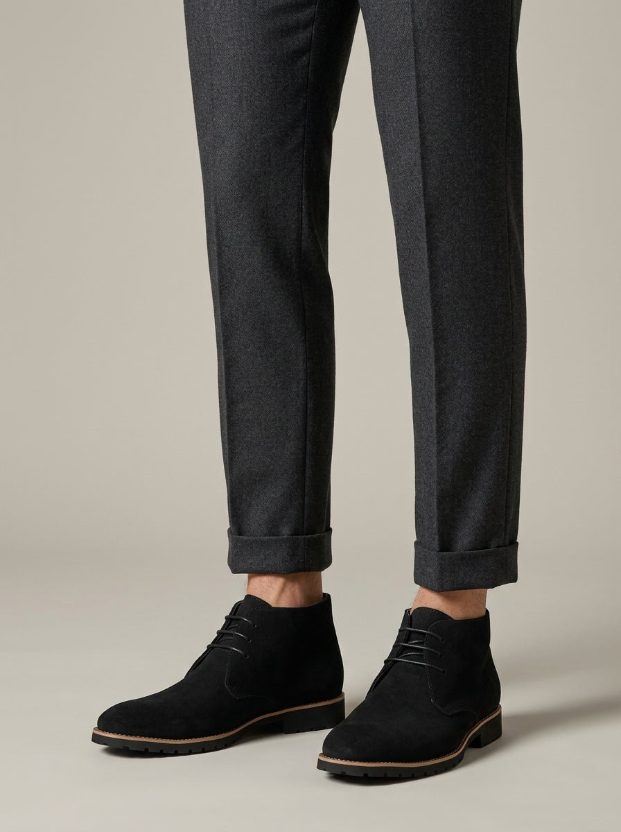 Men's Ankle Boots Suede Chukka Lace-Up - Low Block Heel