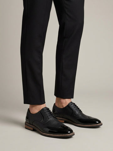 Men's Derby Shoes Brogue Wingtip Lace-Up Low Heel Two-Tone