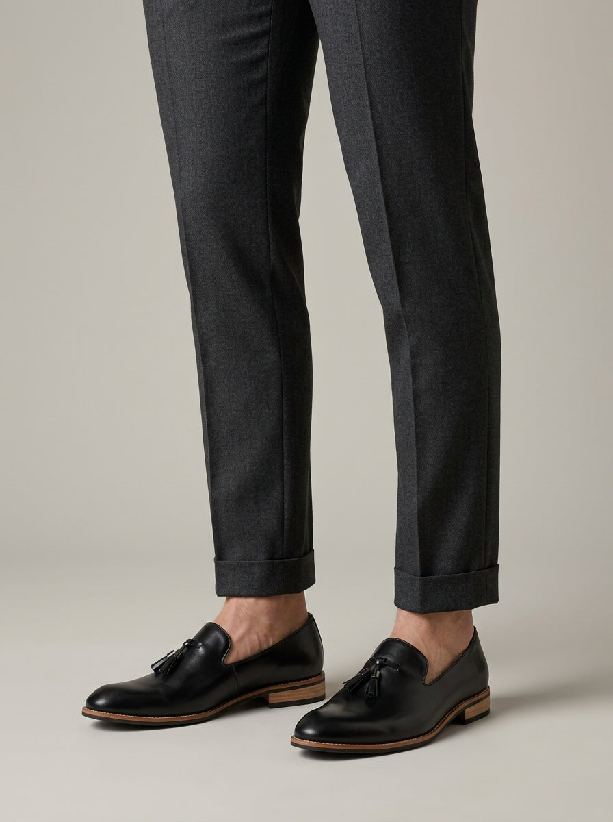 Men's Pointed Toe Tassel Loafers with Slip-On Closure