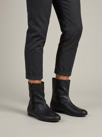 Men's Boots Mid-Calf Lace-Up Flat Sole Round Toe
