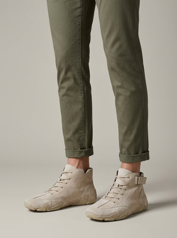 Men's High-Top Ankle Boots Lace-Up Suede Hook-and-Loop Strap