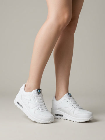 Women's Sneakers Air Cushion Lace-Up Low-Top Perforated Panels
