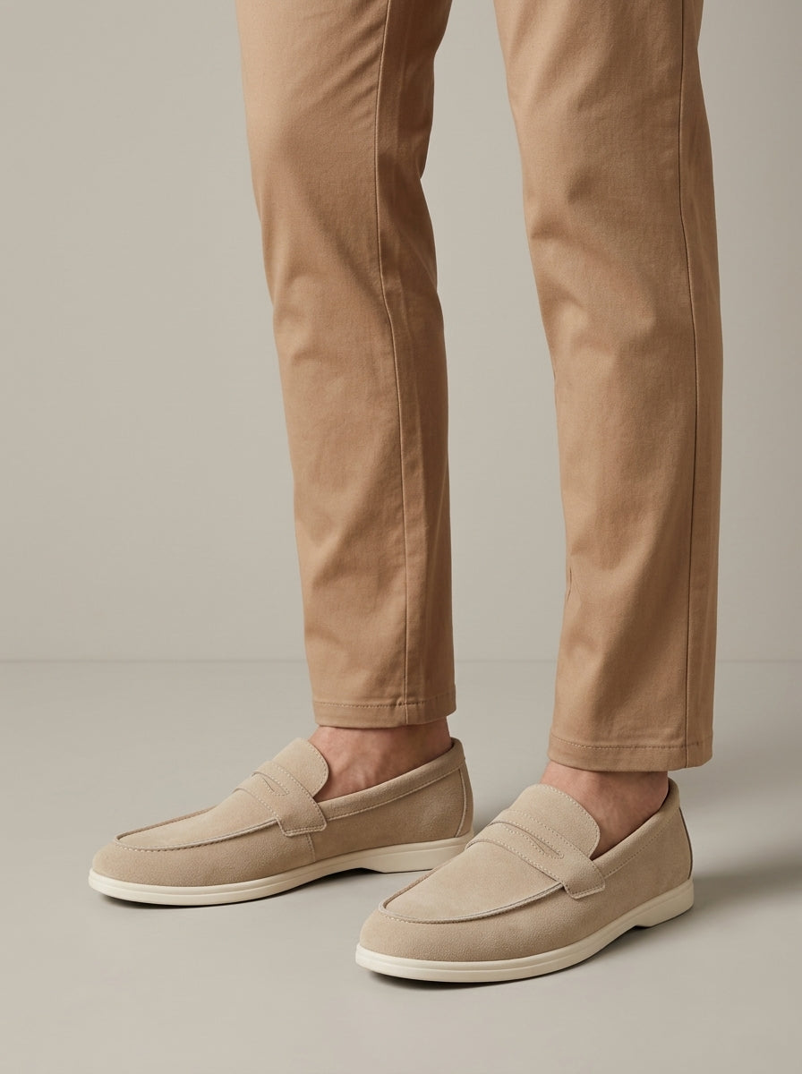Men's Penny Loafers Slip-On Suede Flat Sole
