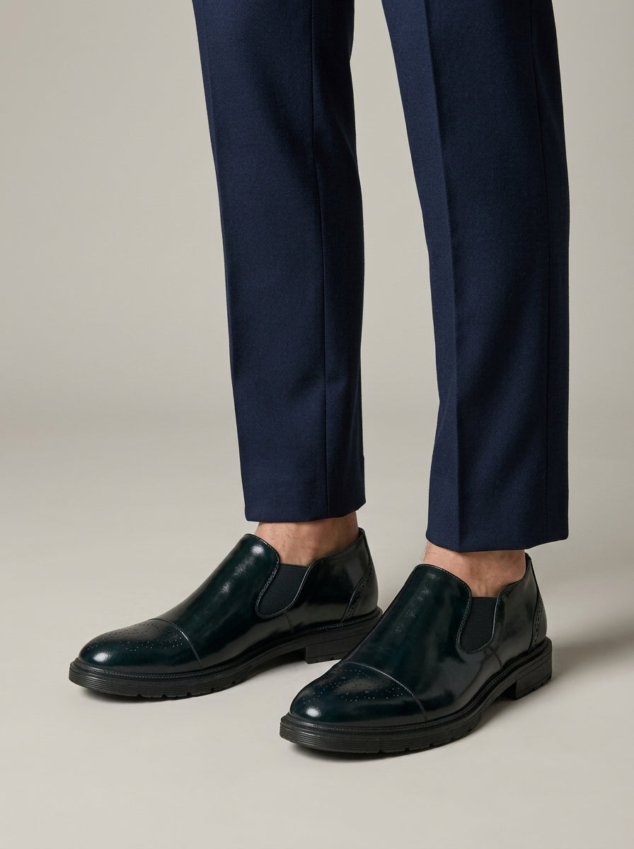 Men's Chelsea Boots Brogue Cap Toe Elastic Gore Treaded Sole