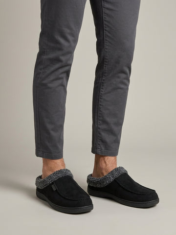 Men's Slippers Moccasin-Style Slip-On Fleece-Lined Suede Upper