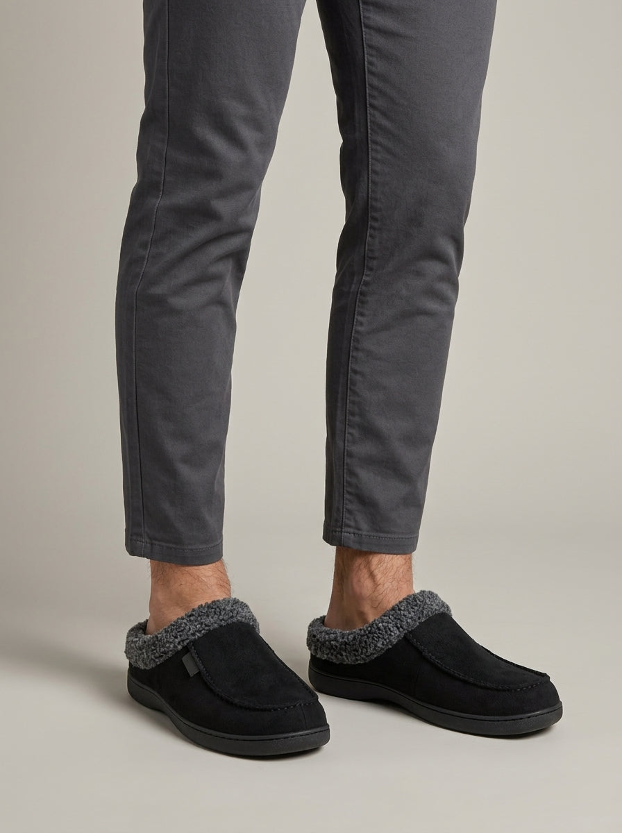 Men's Slippers Moccasin-Style Slip-On Fleece-Lined Suede Upper