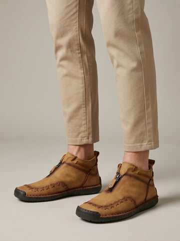 Men's Ankle Boots Stitched Panel Lace-Up Casual Outdoor