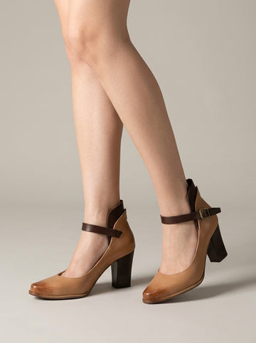Women's Heels Mary Jane Ankle Strap Block Heel Two-Tone