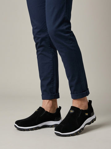 Men's Slip-On Shoes with Elastic Side Panel and Lugged Sole