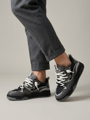 Men's Sneakers Chunky Platform - Mesh Panel - Lace-Up