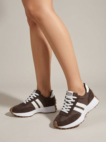 Women's Sneakers Lace-Up Platform Sole Contrast Stripe